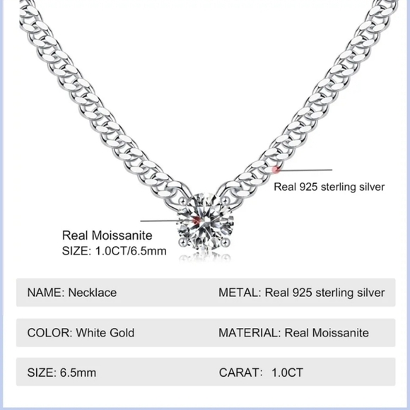 Cuban Moissanite Pendant Necklace - Picture 3 of 8